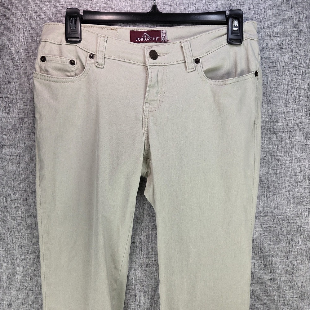 Jordache Y2K Flare Jeans Women's Low Rise 5/6 LONG Light Beige Stretch VTG